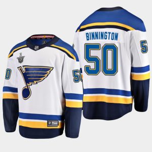 Kinder St. Louis Blues Eishockey Trikot Jordan Binnington #50 2019 Stanley Cup Playoffs Auswärts Player Weiß